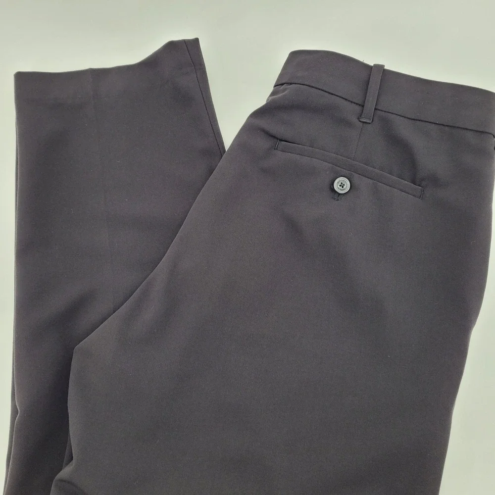 Van Heusen Flex Mens Straight Fit Dress Pants 34x34 Black Flat Front Office Wear
